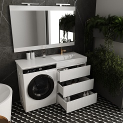 Style Line Тумба с раковиной Даллас 130 R 3 ящика под стиральную машину – фотография-12